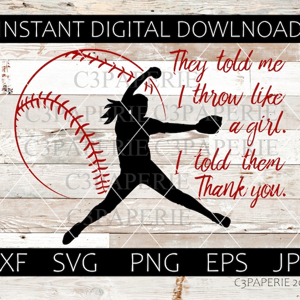 Softball Pitcher Svg, Woman Throwing, Girls Softball Team, Player Motivation, Inspirational, Shirt Graphic Logo, Team Jersey, Vector