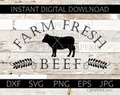 Farm Fresh Beef Svg, Roast Eps, Cow Dxf, Cattle Kitchen Png, Commercial Use, Cut file for Cricut, Silhouette, Dairy Png Jpg, Vector Clip Art