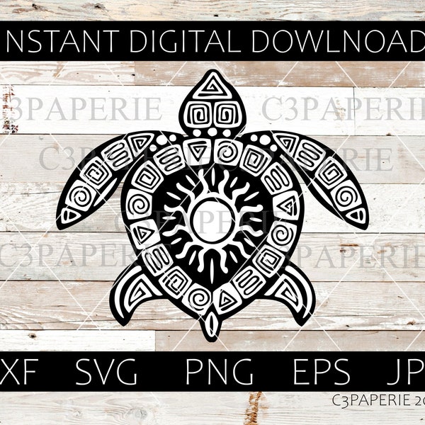 Sea Turtle Svg, Tiki Turtle Svg, Commercial Use, Tiki Decor Svg, Ocean Tortoise Eps, Vector Clip Art, Png Jpg, Cut file, Digital Download