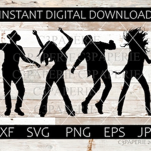 Modern Dancer Silhouette Svg, Persone che fanno festa, Divertirsi, Uso commerciale, Cut File, Download digitale