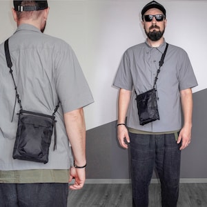 Sac à bandoulière, sac messager, techwear, sacoche, sac EDC, sac de banlieue, sac de vélo, Xpac, sac pour appareil photo, sac pour téléphone, étui pour téléphone, fermoir magnétique image 8