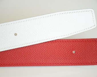 Correa de cinturón de 32 mm personalizada hecha a mano BLANCO Epsom / ROJO Epsom cuero genuino H Hebillas de cinturón Reemplazo reversible Hecho a pedido tamaño 100 / 40