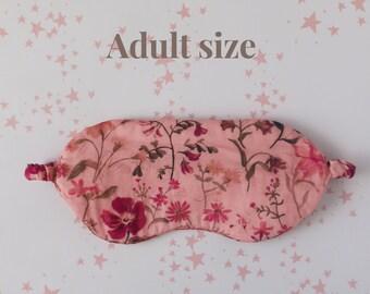 sleep mask, pretty sleep mask, floral eye mask, liberty London eye mask, bridesmaid gift, relaxation gift, pink eyemask,  gift for her