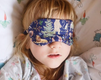 masque pour les yeux de noël pour enfants, masque de sommeil pour enfant, masque de sommeil liberty, tissu liberty, cadeau pour garçons, coucher pour enfants, cadeau de réveillon de Noël