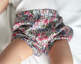 floral baby bloomers, liberty of London, baby girl gift, baby shower, girls bloomers, floral diaper cover,
