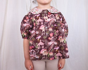 liberty london girls blouse, liberty girls top, girls puff sleeve shirt, liberty of london fabric, gift for girls, christmas blouse,