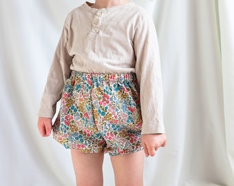 Liberty London girls bloomers, baby girl shower, new baby gift, young girl bloomers, toddler shorts, vintage baby clothes, nappy cover