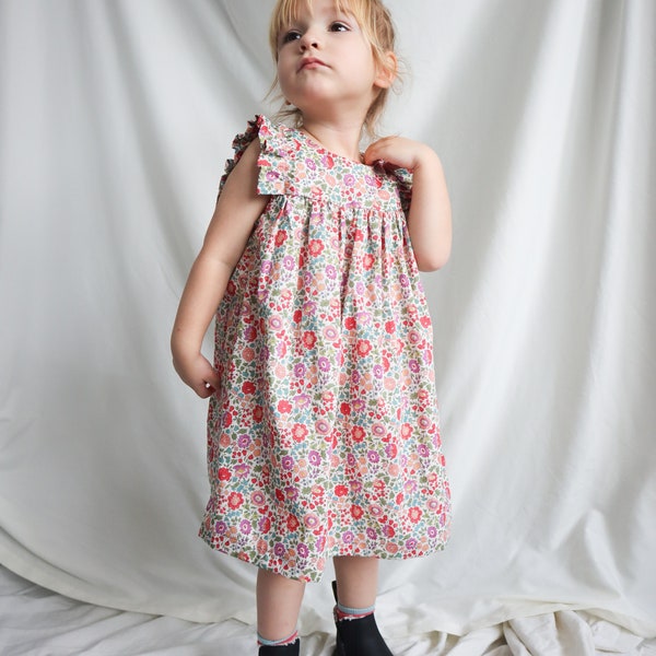 Robe de filles Liberty of London, robe florale pour tout-petits, vêtements de bébé fille, robe d'été, robe de demoiselles d'honneur, robe de liberté pour filles