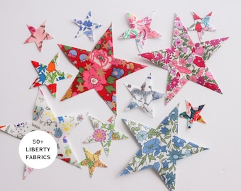 liberty print stars, liberty applique, iron on stars, star patches, custom liberty iron on, iron on shapes, liberty fabric appliqué,