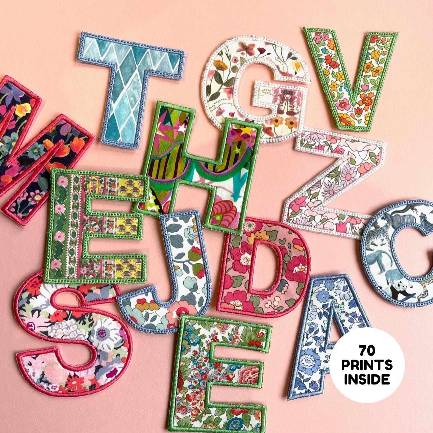 Fabric letters, Iron on letter, sew on letter, liberty letter, appliqué fonts, customise letter, customise jumper, iron on top, letter patch