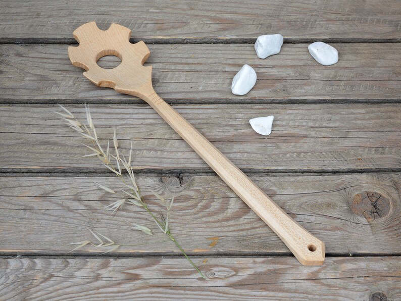 Hand Carved Pasta Spoon Wooden Spaghetti Server Image 0