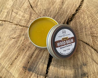 Wood Balm 50ml, Wood Finish, Beeswax Polish, Wood Conditioner, Cutting Board Wax, Wood Butter, Butcher Block Oil, Flaxseed oil wax