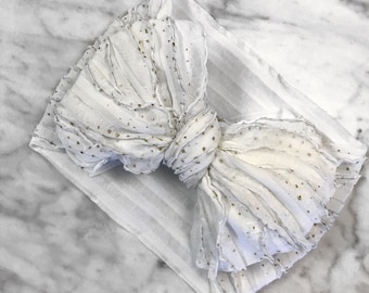 White & Gold Ruffle Wrap