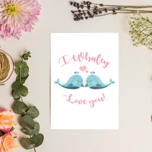 I Whaley Love You Grußkarte, Valentinstag Karte, Liebeskarte, Andenken, Geschenk für Sie, Geschenk für Ihn, Jahrestagskarte, Liebeskarte
