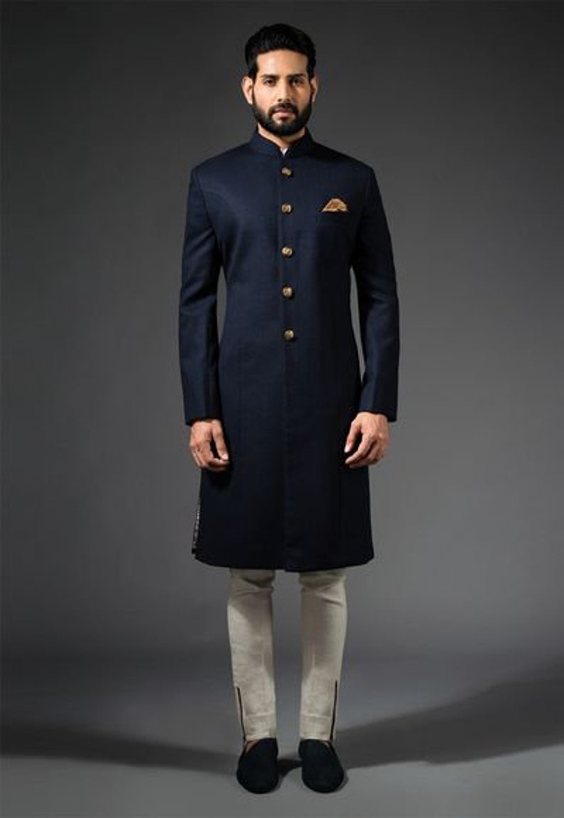Indian Designer Tuxedo Blazer Sherwani Five Button Scotch Etsy
