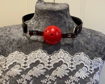 Valentines black and red ball gag