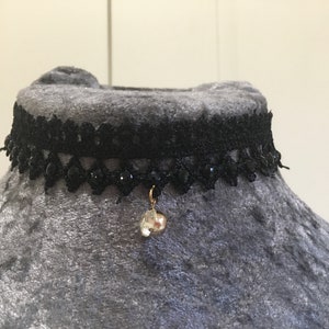 BLACK lace choker. With diamante detail. Gothic fetish. image 6
