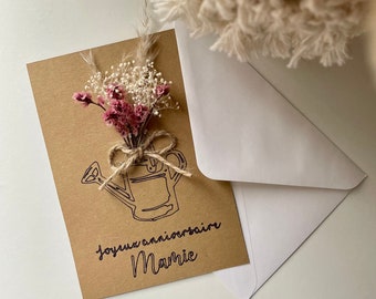 Personalized card. Birthday card. Woman birthday card. Dried flower card. Dried flowers. Postcard. Dried flowers card