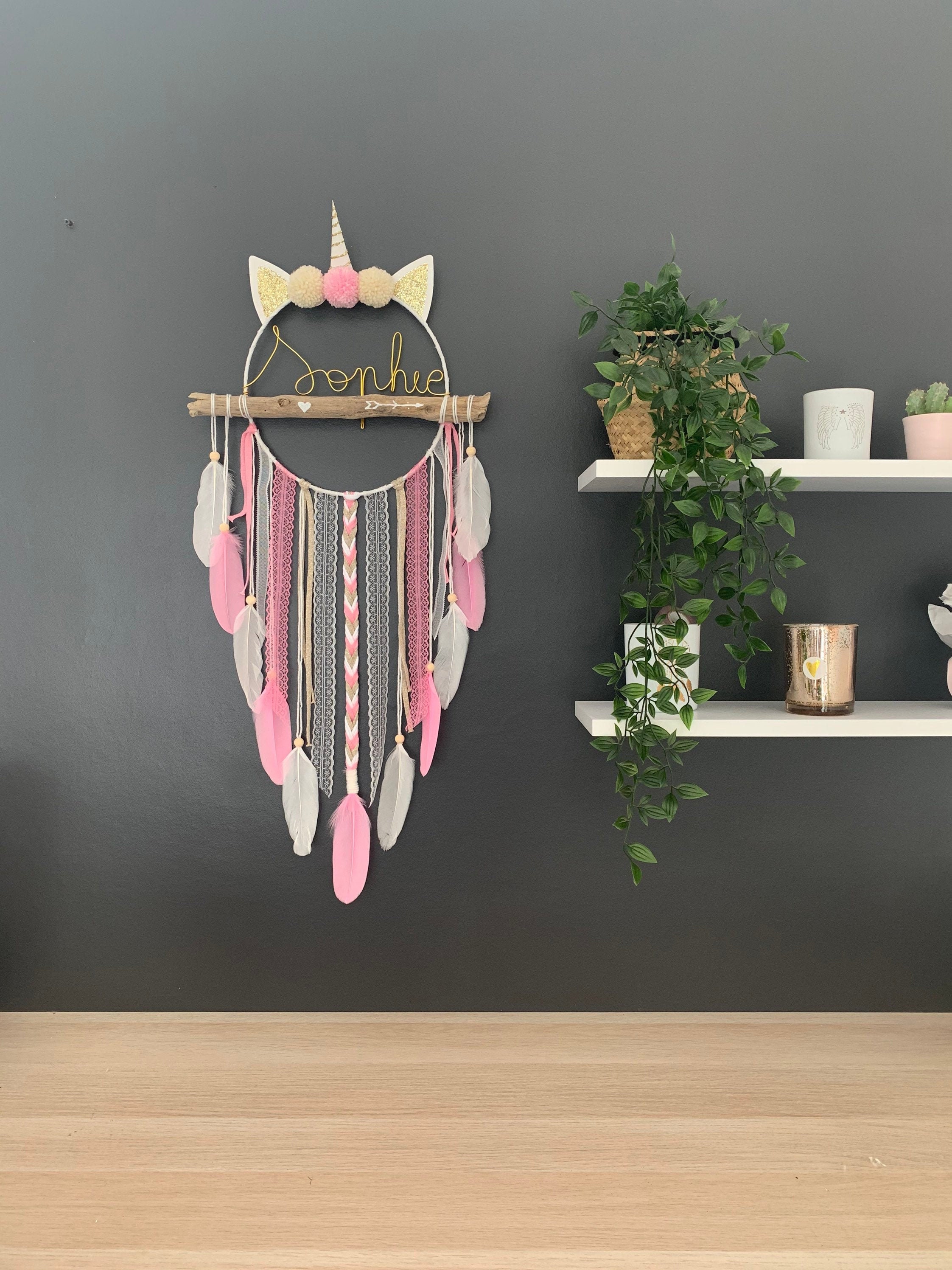 Grand Attrape Rêves Prénom Licorne