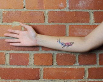 whale watercolor temporary tattoo