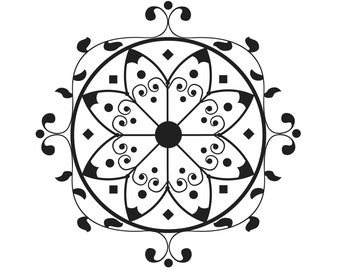 Mandala Dark Temporary Tattoo Spiritual Symbol Circle Of Etsy