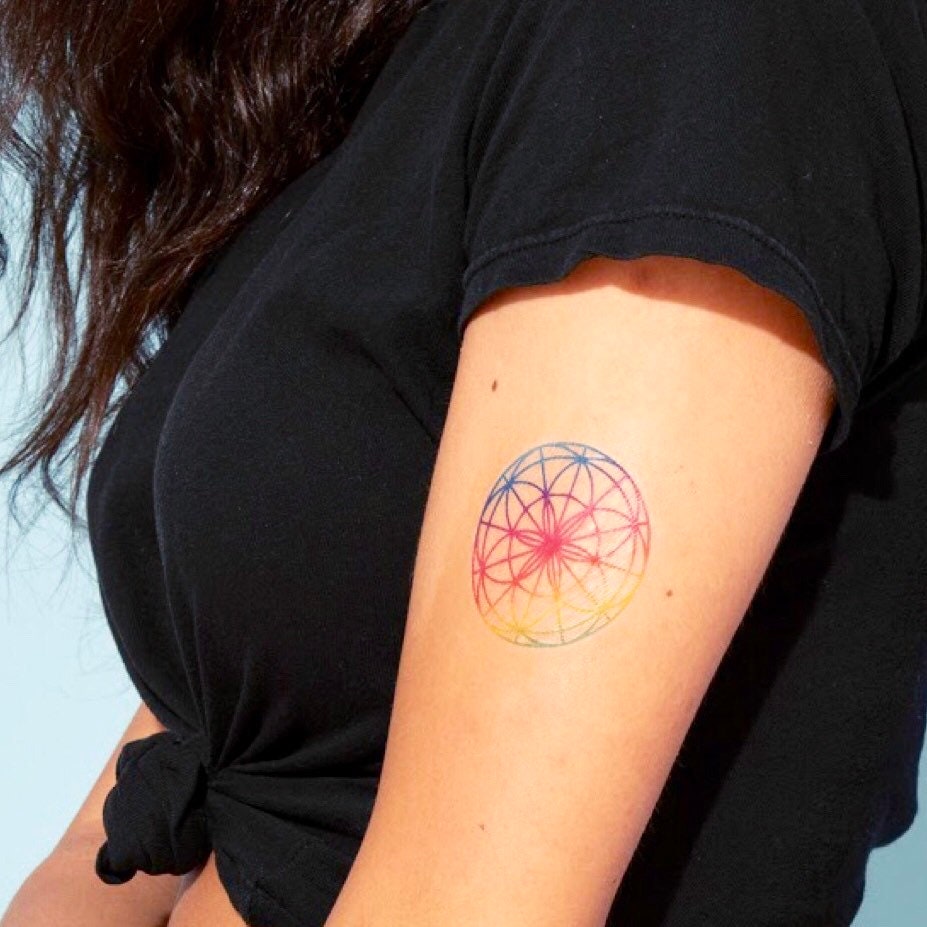 Cube De Metatron Tatouage Femme Tatouage à géométrie sacrée Symboles colorés de chakra - Etsy France