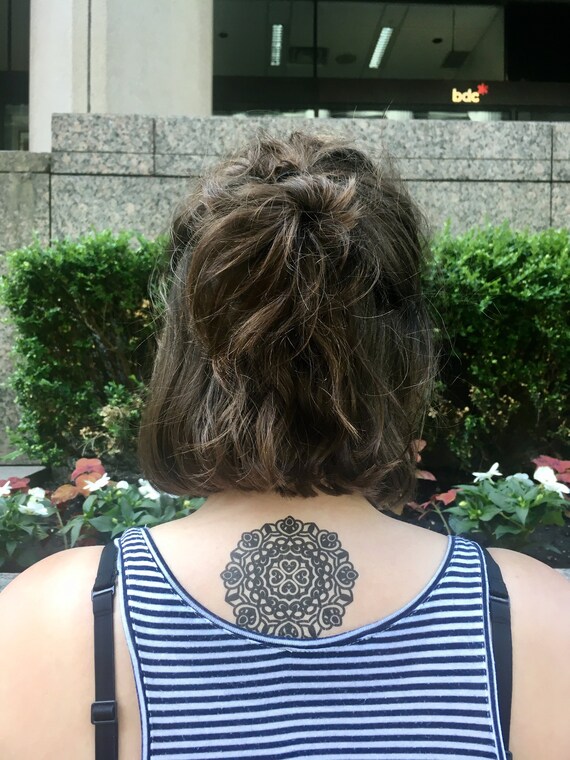 Mandala Dark Temporary Tattoo Spiritual Symbol Circle Of Etsy