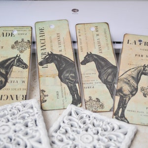 4 Pferde Lesezeichen | Pferdepapier Lesezeichen | shabby Lesezeichen | Weihnachts lesezeichen | Lesezeichen mit Tieren | schwarze Pferde Lesezeichen