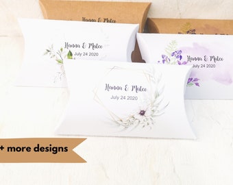 Custom favor boxes, personalized pillow box for wedding or packaging, pack of 20