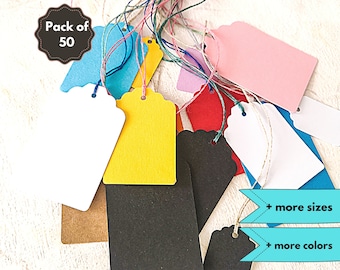 Kraft tags leeg, prijskaartjes met string pack van 50