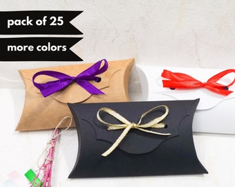 Pillow boxes for wedding favors, black, white, Kraft pillow boxes, pack of 25