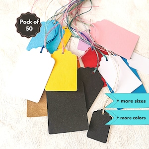 Etiquetas Kraft em branco, etiquetas de preço com cordão, pacote com 50