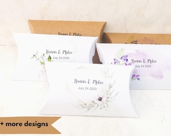 Custom Favor Box, Personalized Pillow Box for Weddings or Parties, Pack of 20