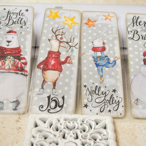 4 Christmas watercolor look bookmarks |  paper bookmarks | shabby bookmarks | Christmas bookmarks |  ephemera tag