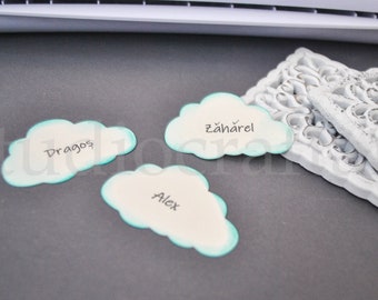 Personalized name tags, clouds tags, favor paper tags lot of 30