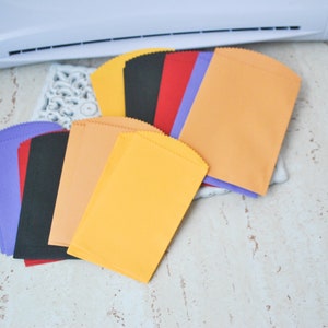 10 small simple colored flat paper bags | gift card bags | confetti bags | candy bags | handmade paper bags | mini bags | paper packets