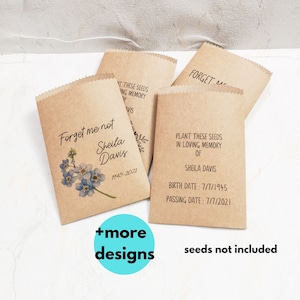 Bustine di semi Kraft commemorative personalizzate, buste in amorevole ricordo per bomboniere funebri, confezione da 25