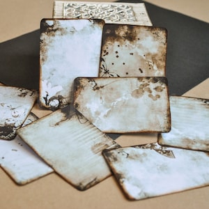 8 ACEO / ATC shabby look ephemera cards / french romantic paper tags / Distressed cards / Scrapbook tags / Scrapbook embellishment