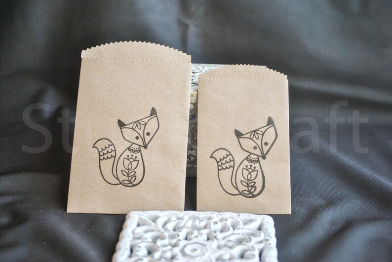 mini paper bags 10 small simple brown Kraft paper fox bags gift card bags candy bags paper bags party confetti bags