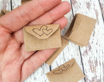 heart Mini envelopes 50 pc| Very small paper envelopes | Teeny tiny envelopes | Handmade paper envelopes | small envelopes