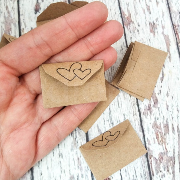 heart Mini envelopes 50 pc| Very small paper envelopes | Teeny tiny envelopes | Handmade paper envelopes | small envelopes