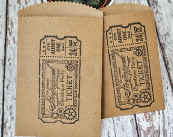 10 pequeñas bolsas de boletos steampunk de papel Kraft marrón simple / bolsas de tarjetas de regalo / bolsas de confeti para fiestas / bolsas de dulces / bolsas de papel / paquetes de papel
