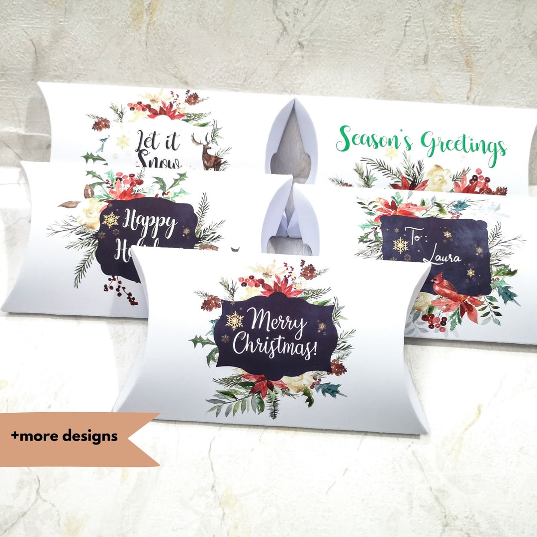 Christmas Pillow Boxes Gift Boxes Winter Holidays Packaging Etsy UK