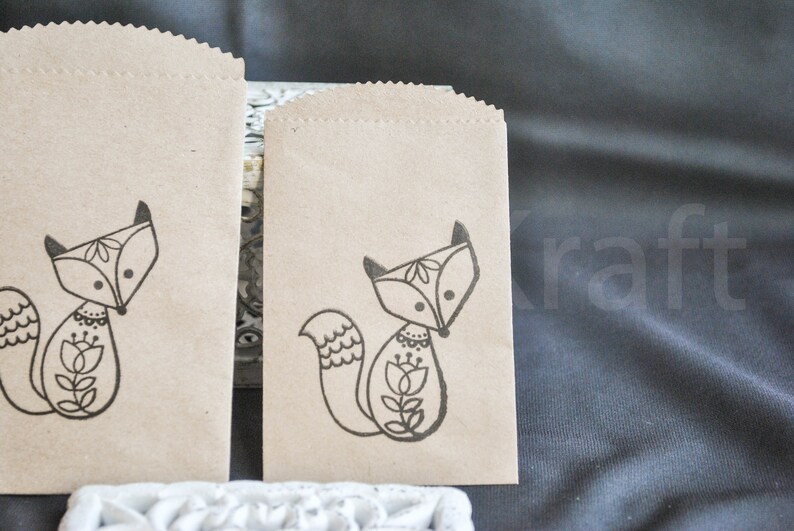 mini paper bags 10 small simple brown Kraft paper fox bags gift card bags candy bags paper bags party confetti bags