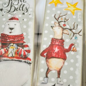 4 Christmas watercolor look bookmarks | paper bookmarks | shabby bookmarks | Christmas bookmarks | ephemera tag image 4