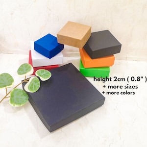 Caixas pretas com tampa, caixas de presente pretas quadradas vazias, caixas de tamanho personalizado para joias, muitas cores e tamanhos para escolher