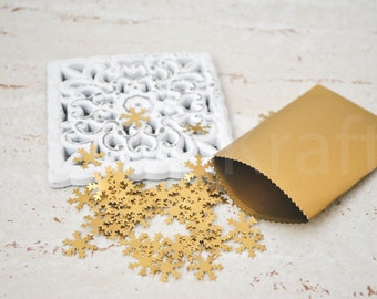 goud 250 kleine sneeuwvlokken papieren confetti | kleine, piepkleine sneeuwvlok | mini confetti | gekleurde confetti | confetti zakjes