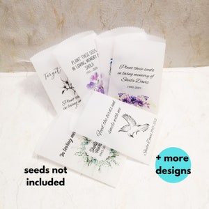 Memorial seed packets vellum, glassine custom funeral seed envelopes, pack of 25