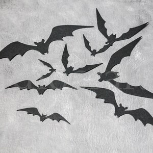Paper black bats, Halloween paper bats, black bats die cut 50 pcs