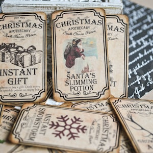 Cartoline di carta per farmacia natalizia / cartoline per farmacia / etichette natalizie / Abbellimento album invernale / Etichette regalo natalizie